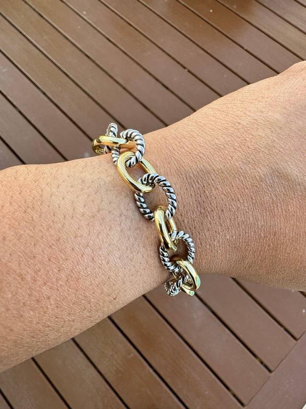 Small Link Two Tone Bracelet