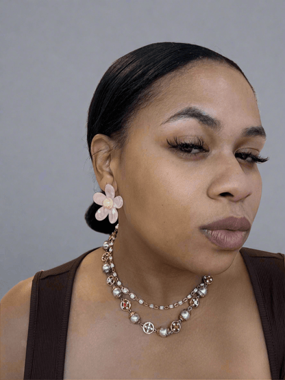 Acrylic Flower Earrings (Pink)