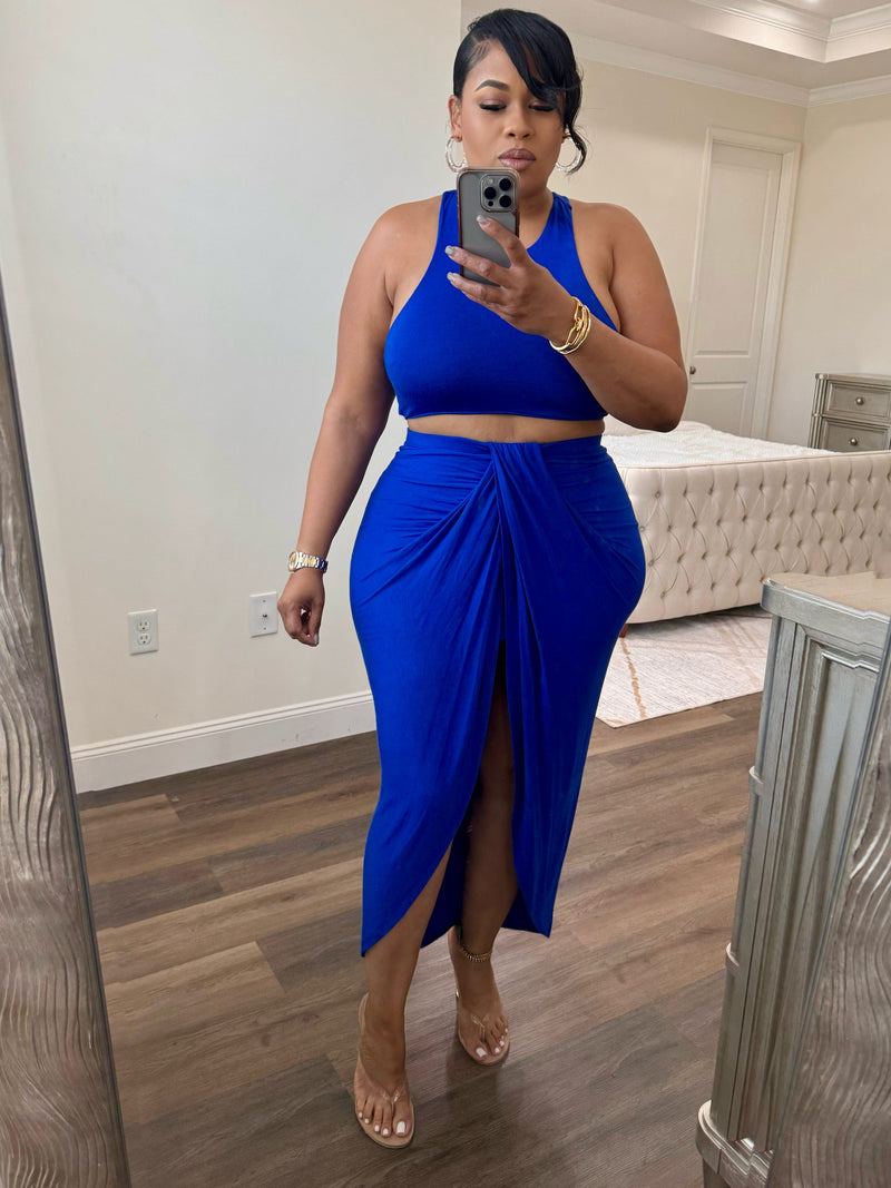 Gina Crop Top & Skirt Set (Royal Blue)