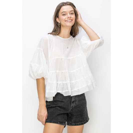 Pure Love Babydoll Blouse (OFF WHITE)