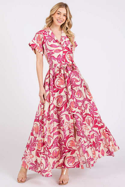 Short Sleeve Button-Down Maxi Dress