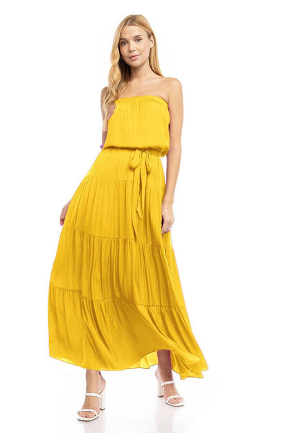 Maxi Tiered Tube Dress With Elasticized Waist (Royal Blue)