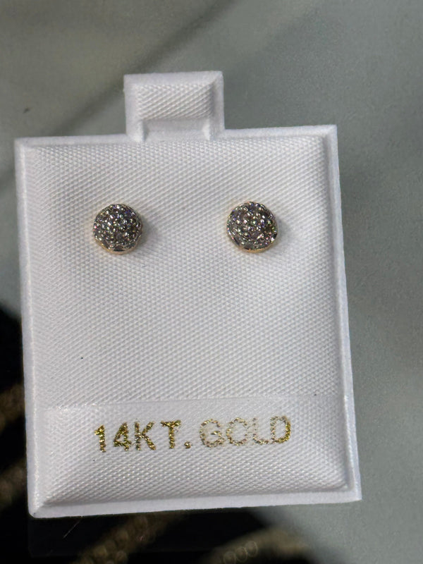 Round Diamond Cluster Stud Earrings