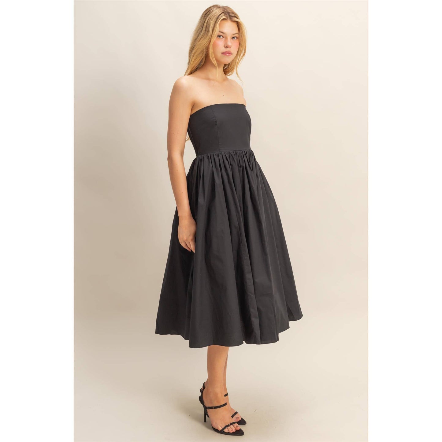 Elegant Fit And Flare Midi Dress: WHITE / S-M-L(2-2-2)