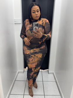 Dem Mesh Dress (Brown Multicolor)