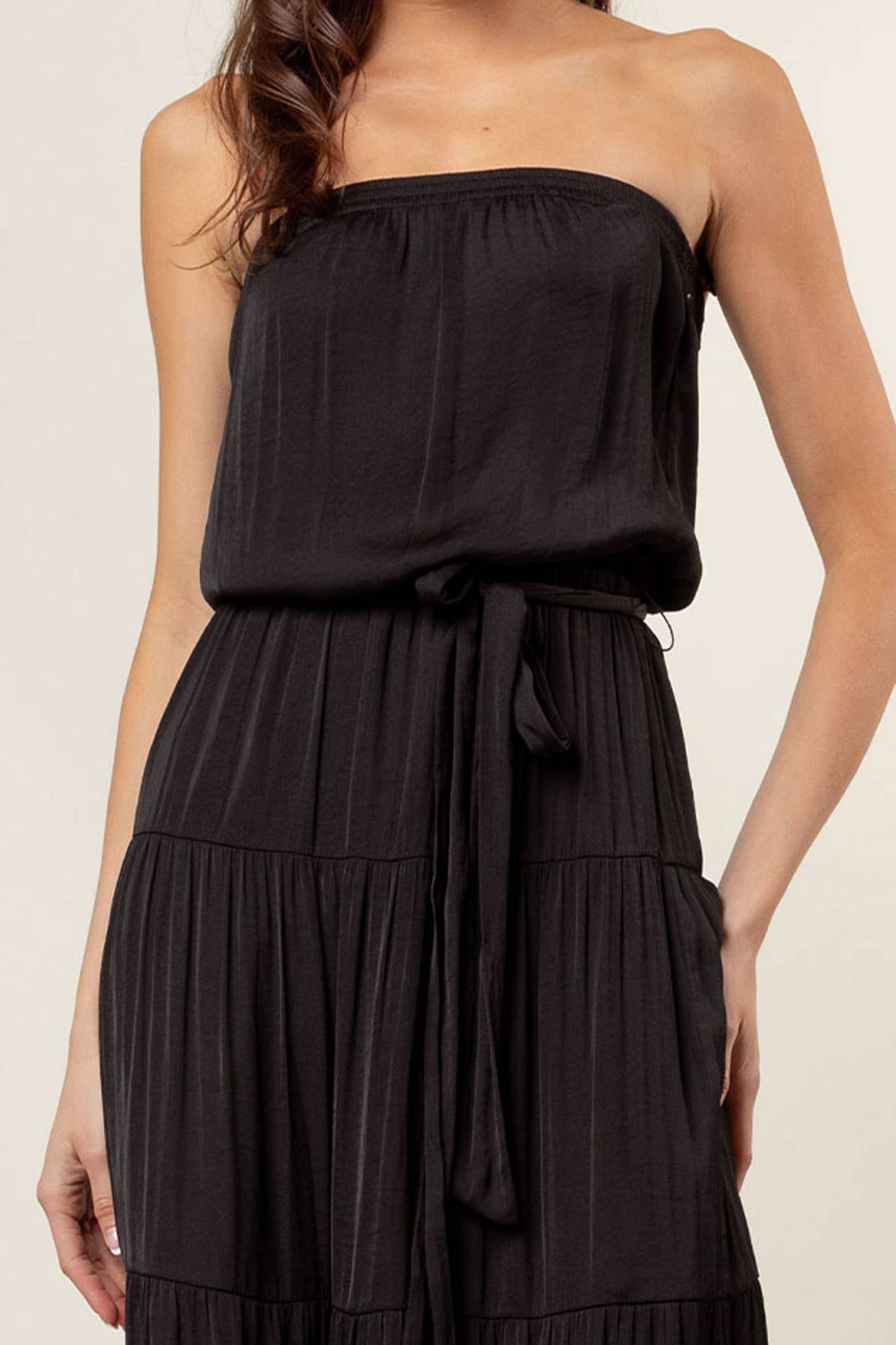 Maxi Tiered Tube Dress With Elasticized Waist (Royal Blue)