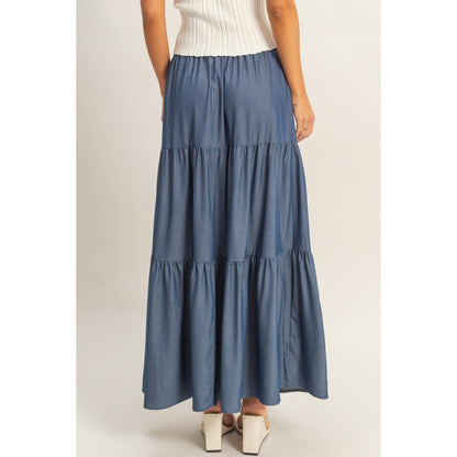 Elastic Waist 3-Tier Skirt