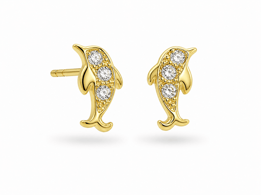 Dolphin Gold Stud Earrings