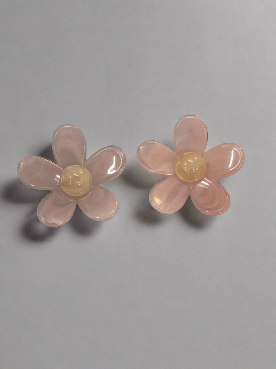 Acrylic Flower Earrings (Pink)