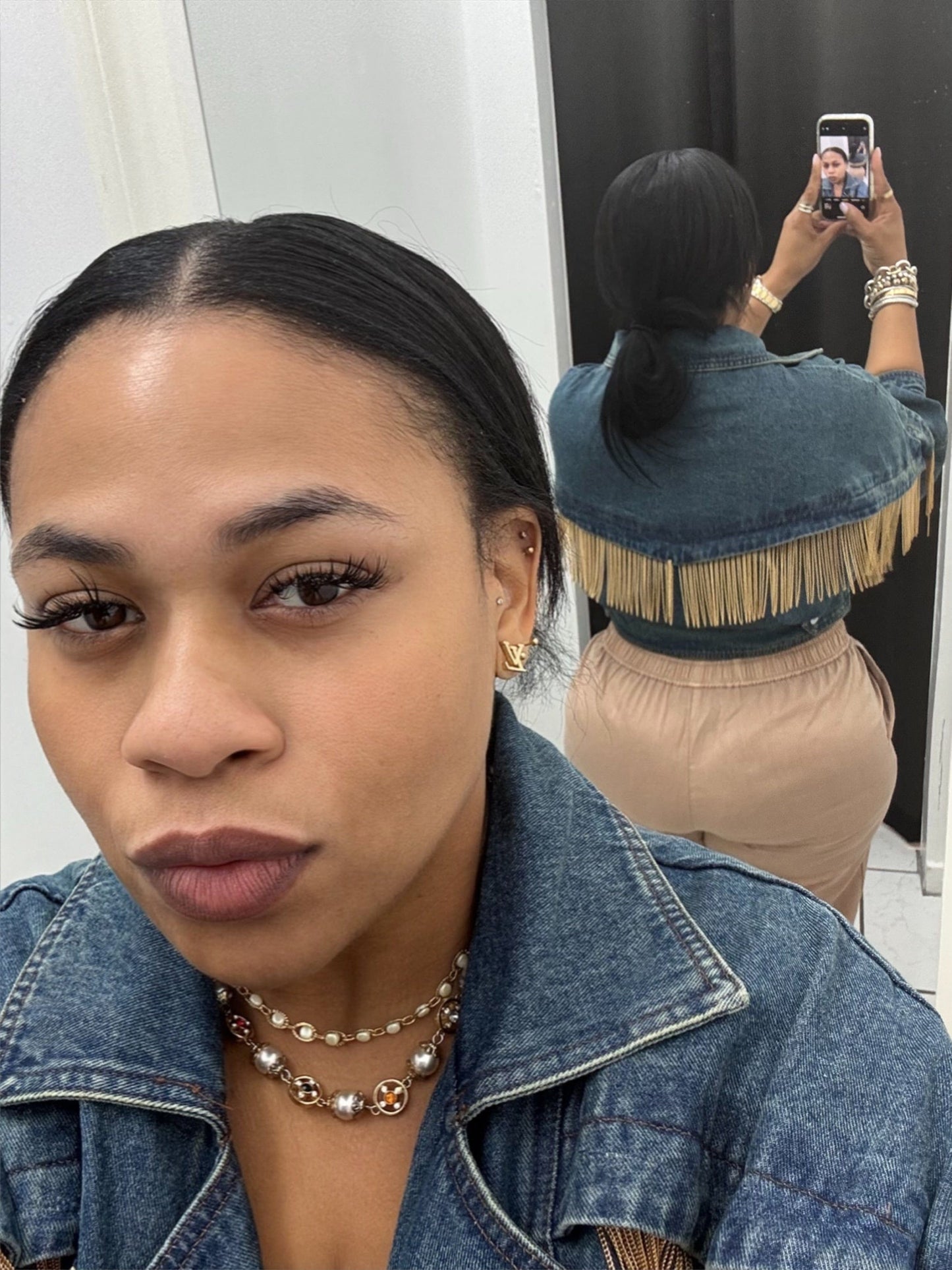 Denim Gold Fringe Jacket