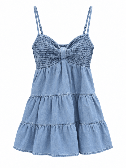 Blue Belle Smocked Denim Mini Dress