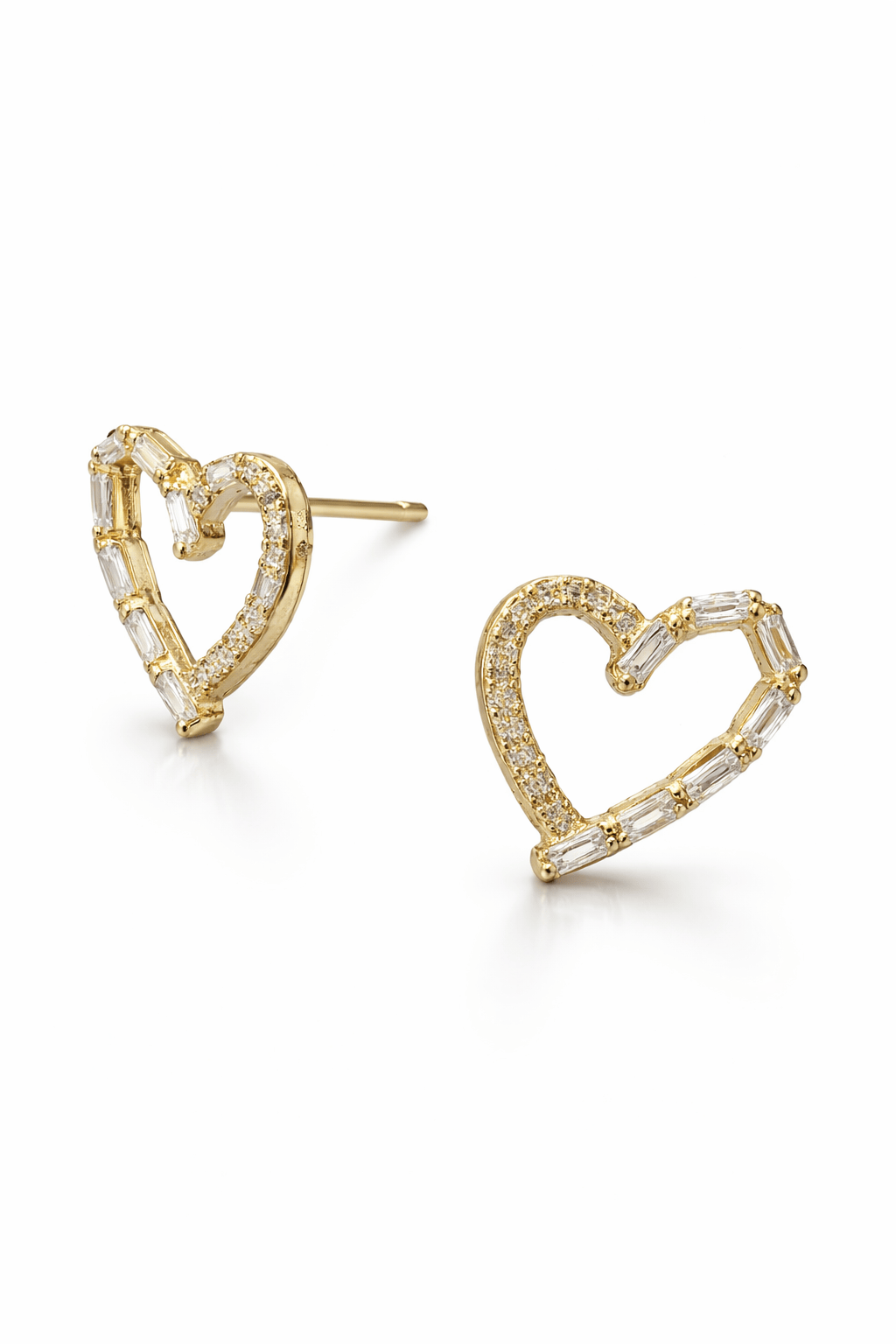 Baguette Heart Stud Earrings
