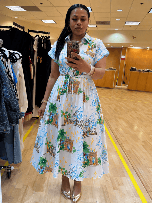 SHORT SLEEVE SHIRT DRESS SELF TIE BELT