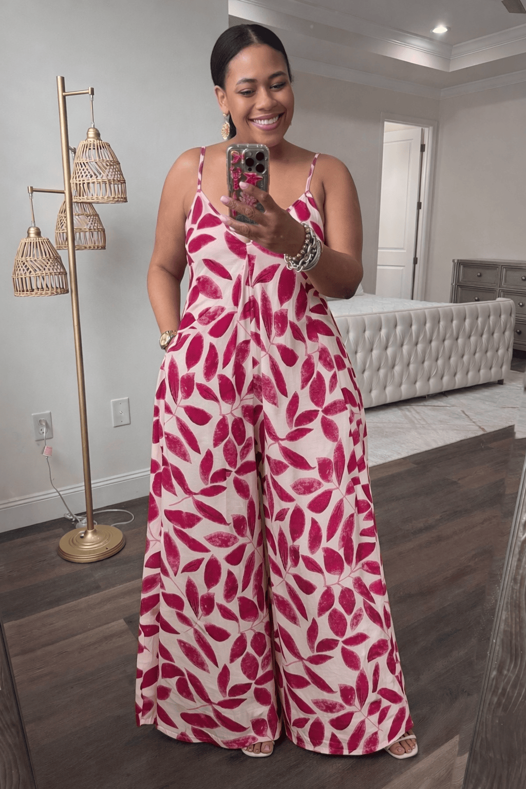 WIDE LEG SPAGHETTI STRAP JUMPSUIT (Fuchsia)