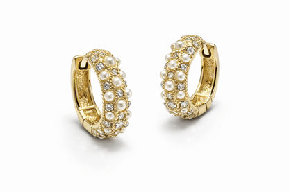 Gold Multiple Pearl Huggies
