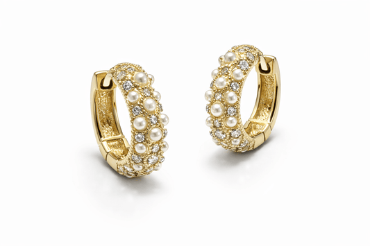 Gold Multiple Pearl Huggies
