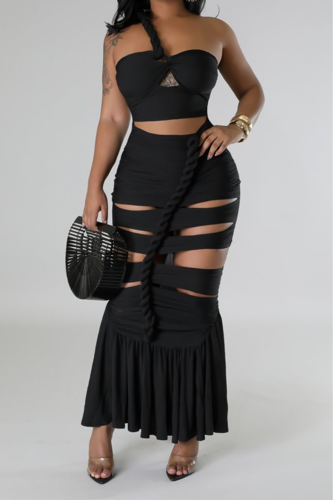 Baecation Slit Dress (Black)