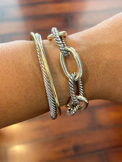 Link Bracelet & Crossover Cable Bracelet (Silver & Gold)