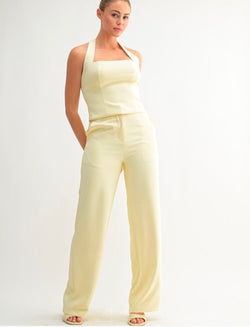 Halter Top And Pants Set (Yellow)