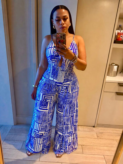 Printed Jumpsuit (Royal Blue)