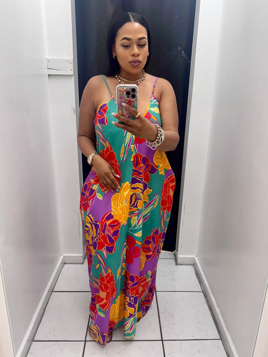 TROPICAL PRINT MAXI DRESS