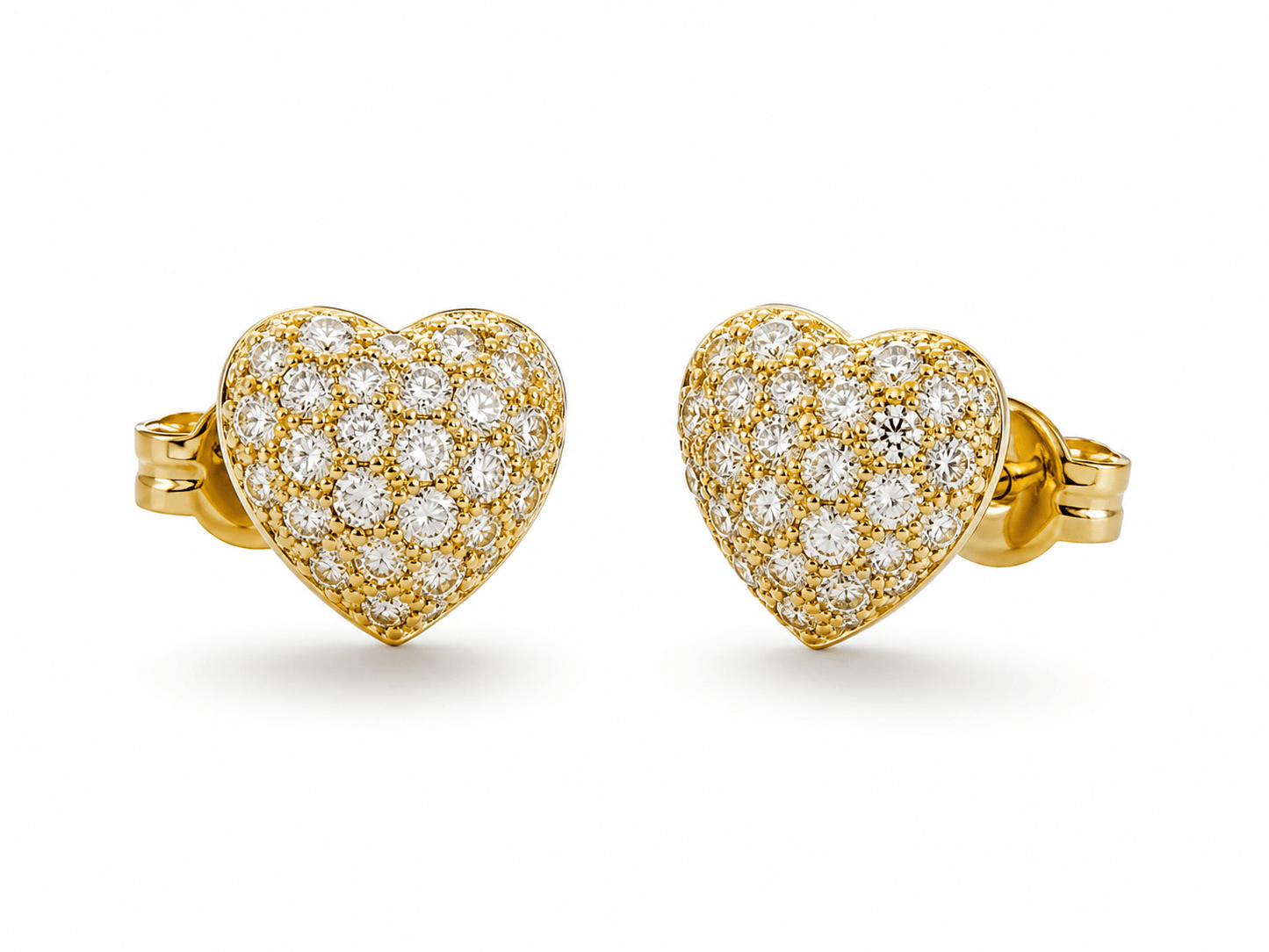PAVED GOLD HEART EARRINGS