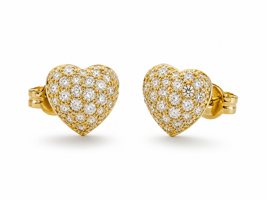 PAVED GOLD HEART EARRINGS