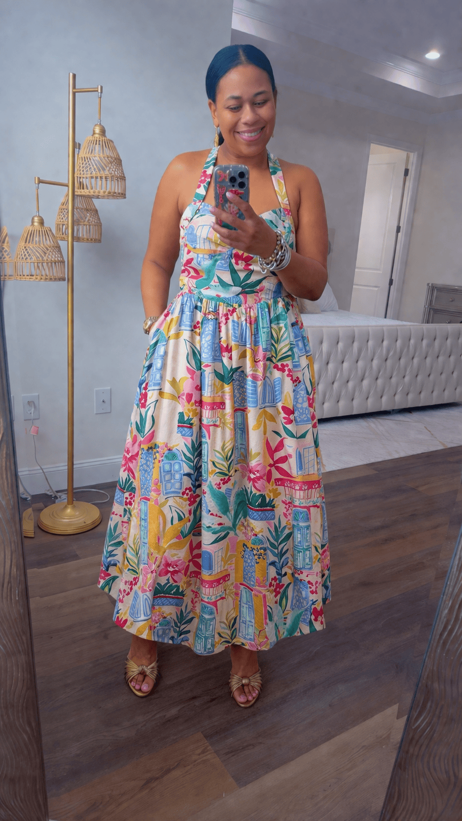Long Summer Halter Neck Midi Dress
