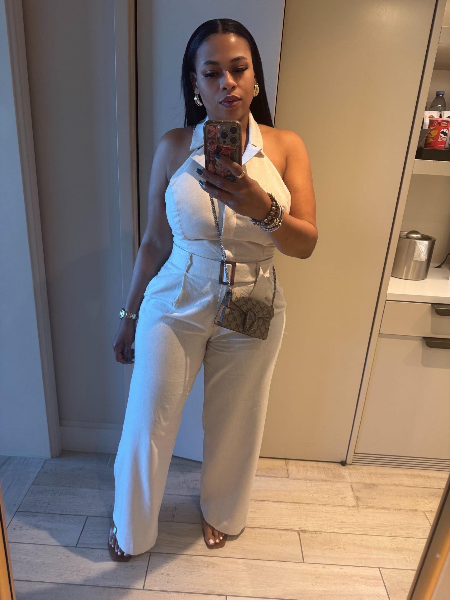 Heaven Sent Collared Halter Neck Jumpsuit (Oatmeal)