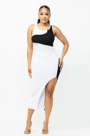 Ribbed Colorblock Dress