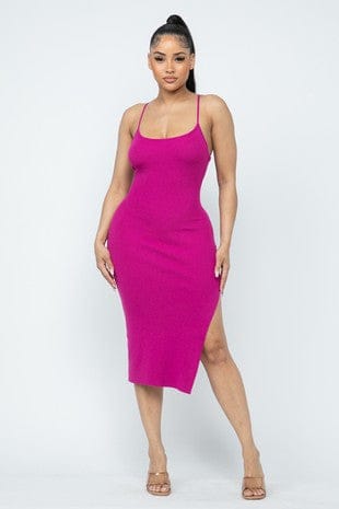 Side Slit Cami Dress (Magenta)