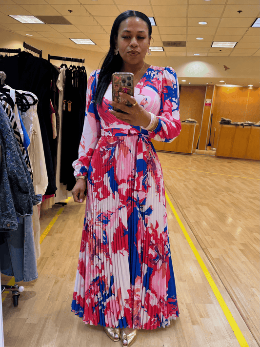 Printed Maxi Dress (MAGENTA)