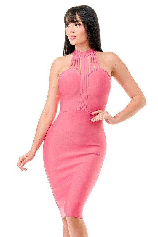 Bandage High Neck Mini Dress