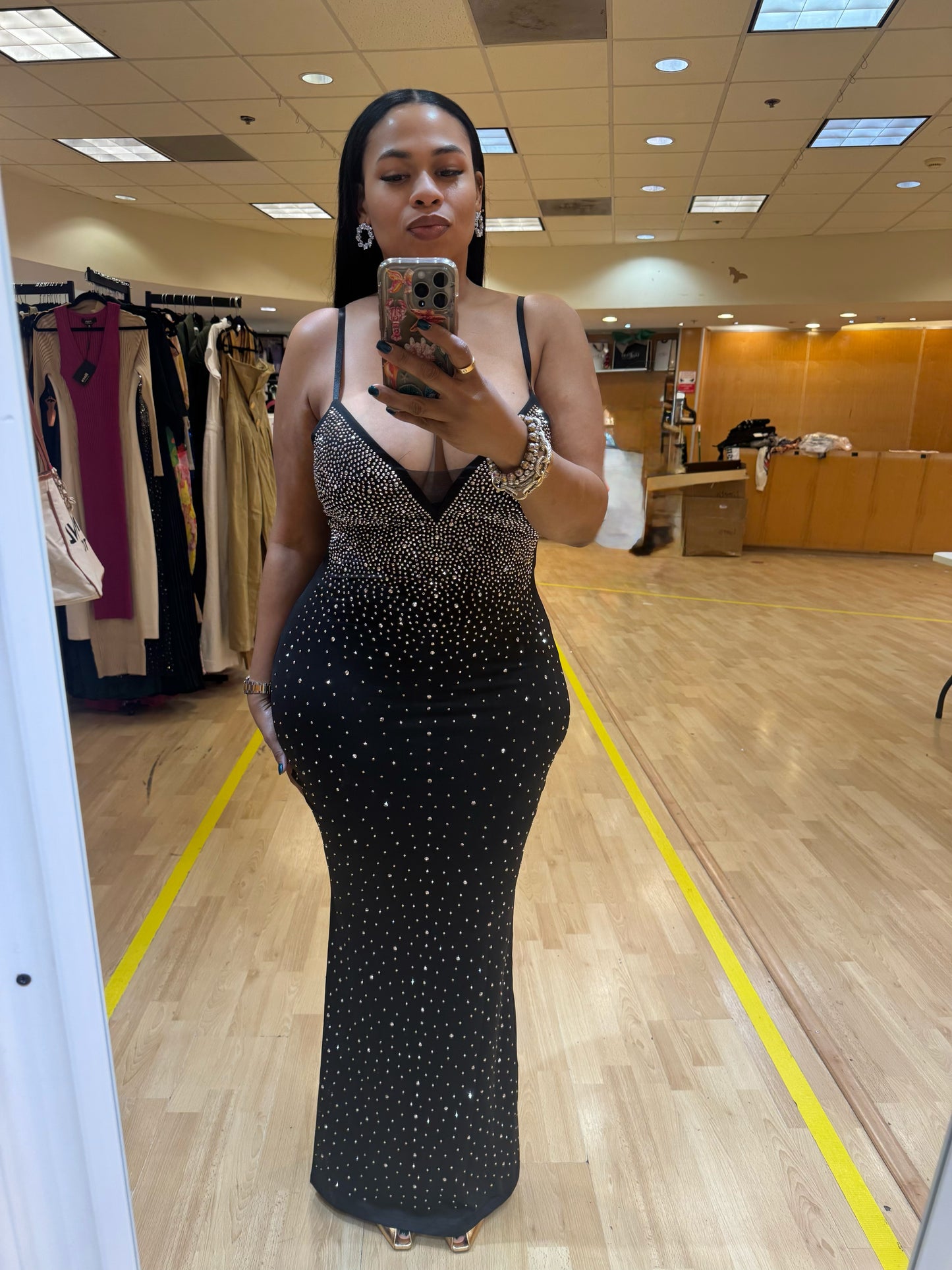 Studded Evening Dress (Black)