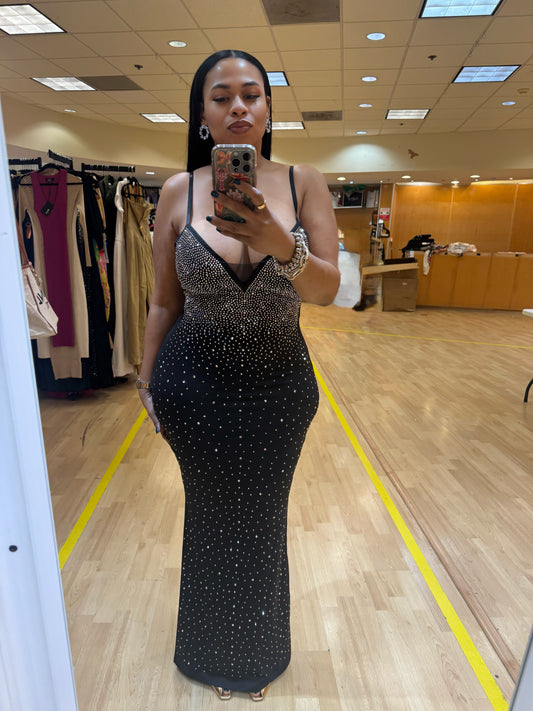 Studded Evening Dress (Black)