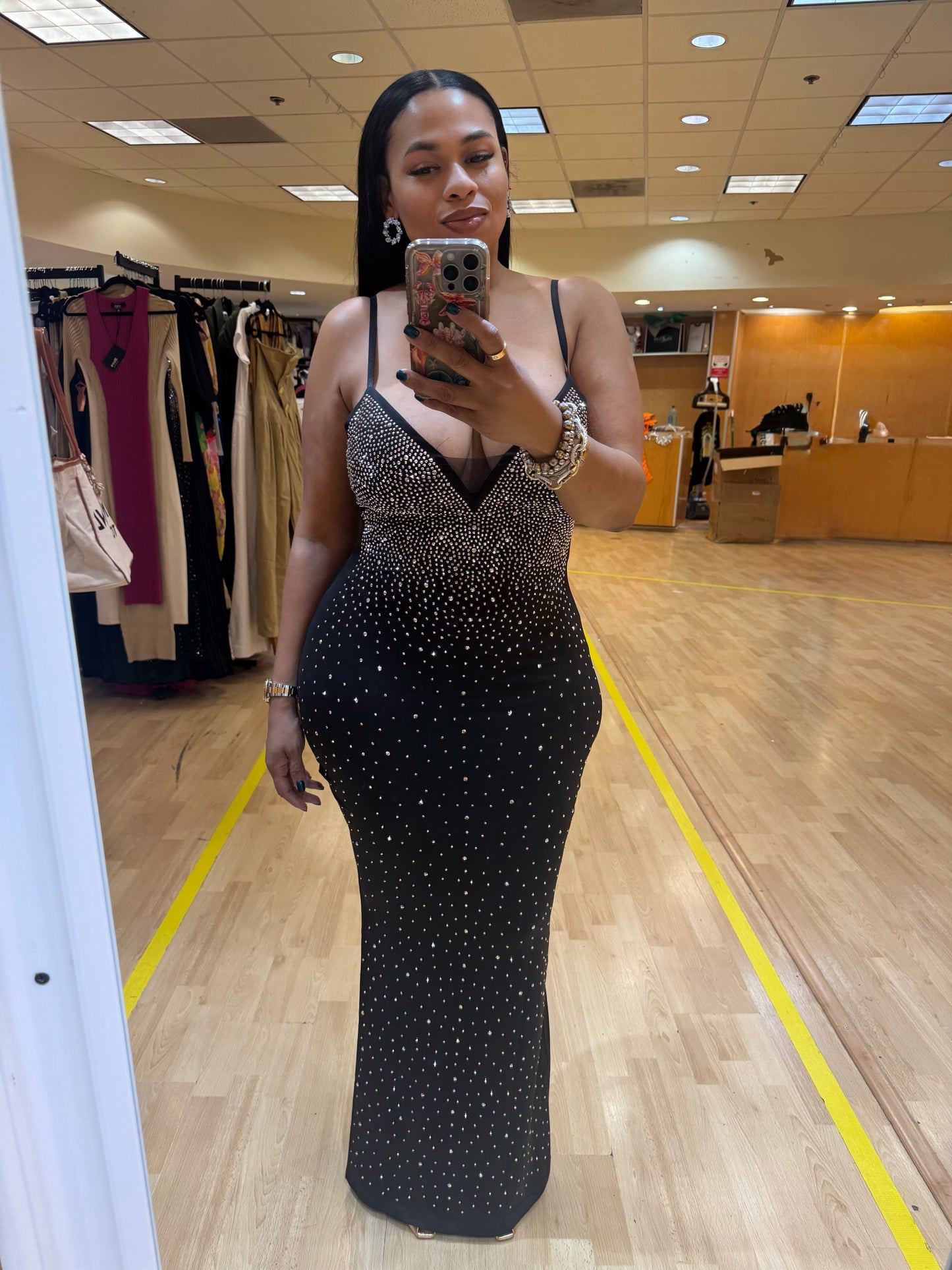 Studded Evening Dress (Black)