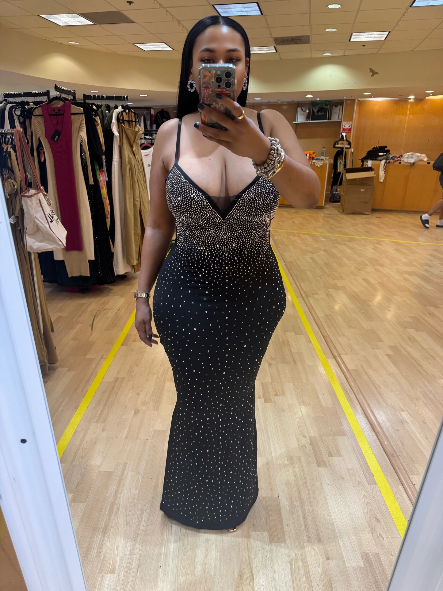 Studded Evening Dress (Black)