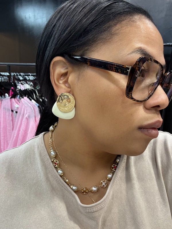 White Stone Earrings