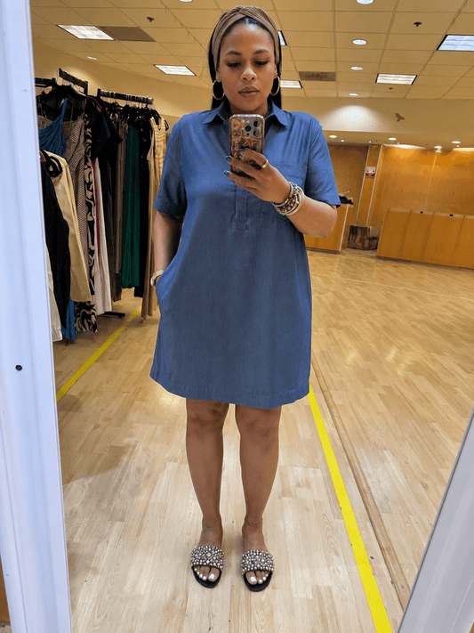 Collared Shirt Dress (DENIM)