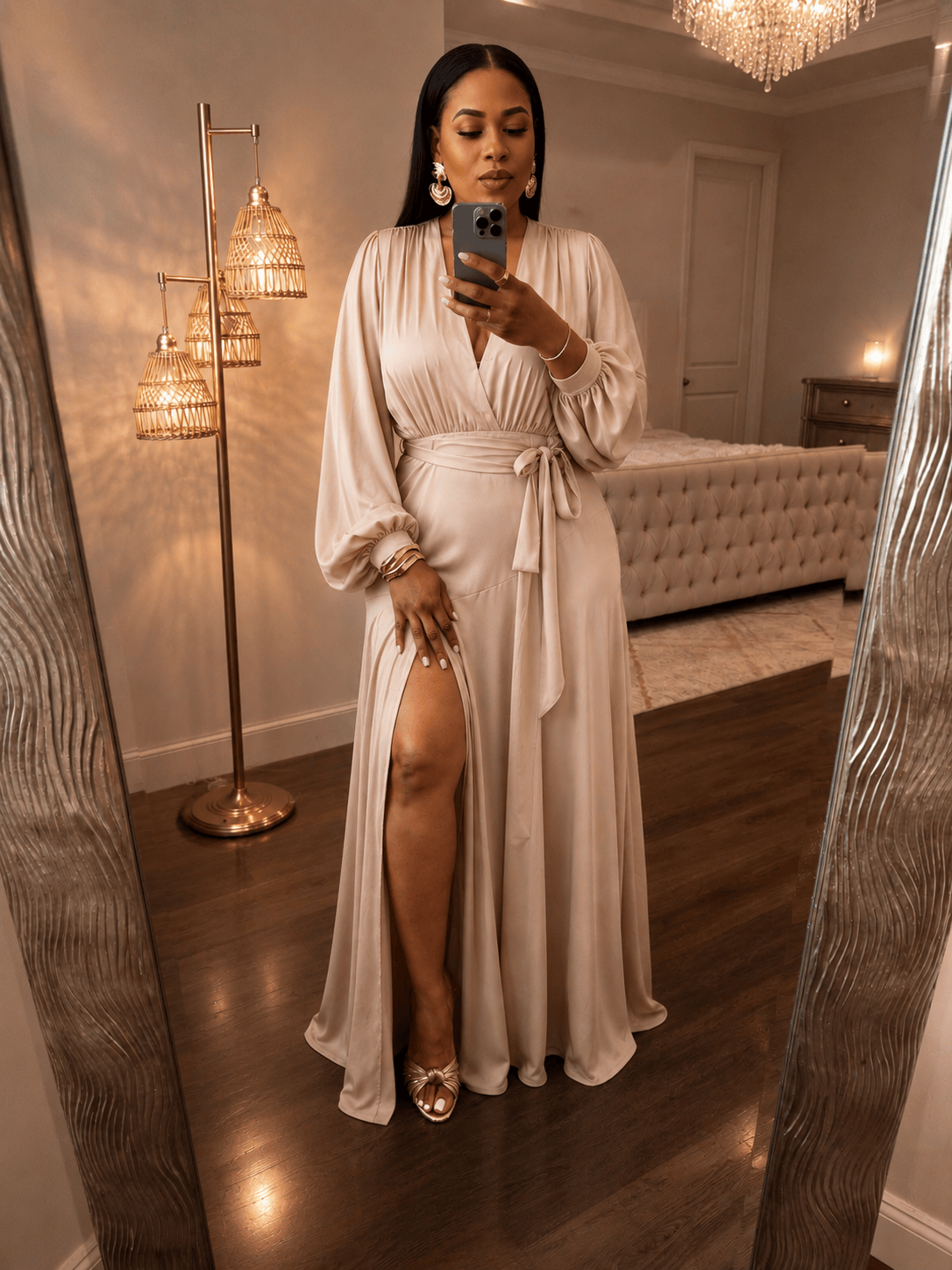 SATIN ULTRA MAXI GOWN (BEIGE)