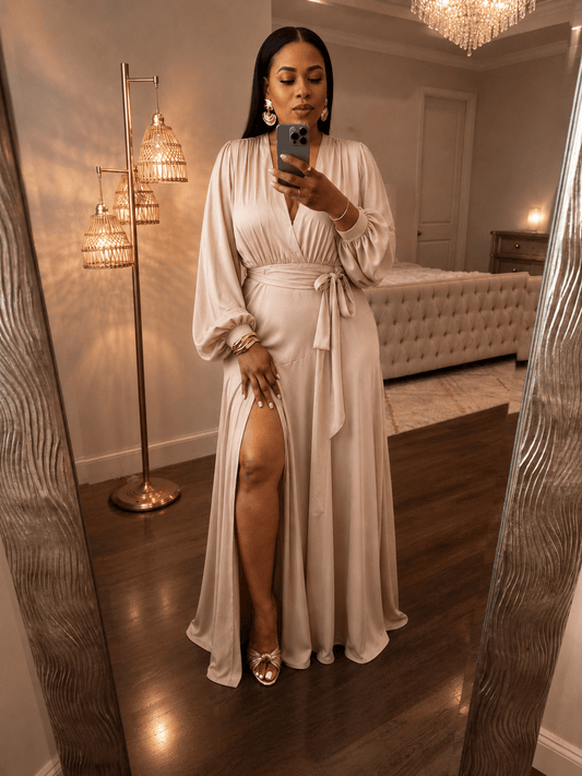 SATIN ULTRA MAXI GOWN (BEIGE)