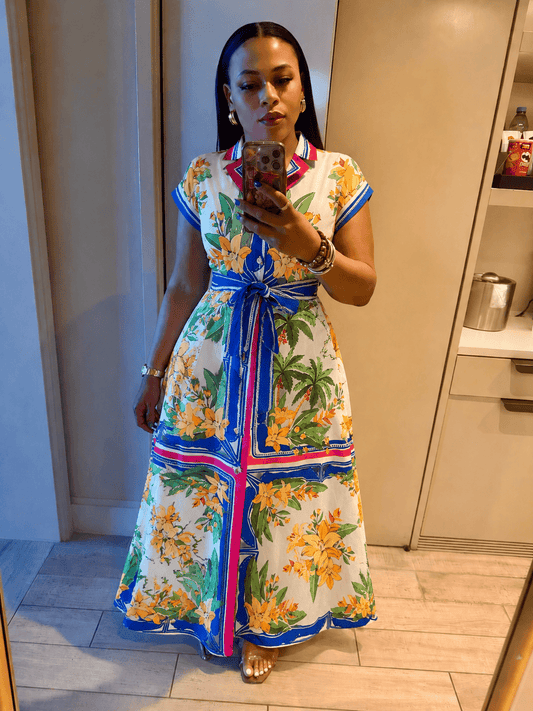 BACK SMOCKED MIDI DRESS