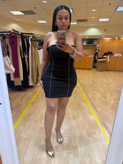 Tube Rhinestone Mini Dress (Black)