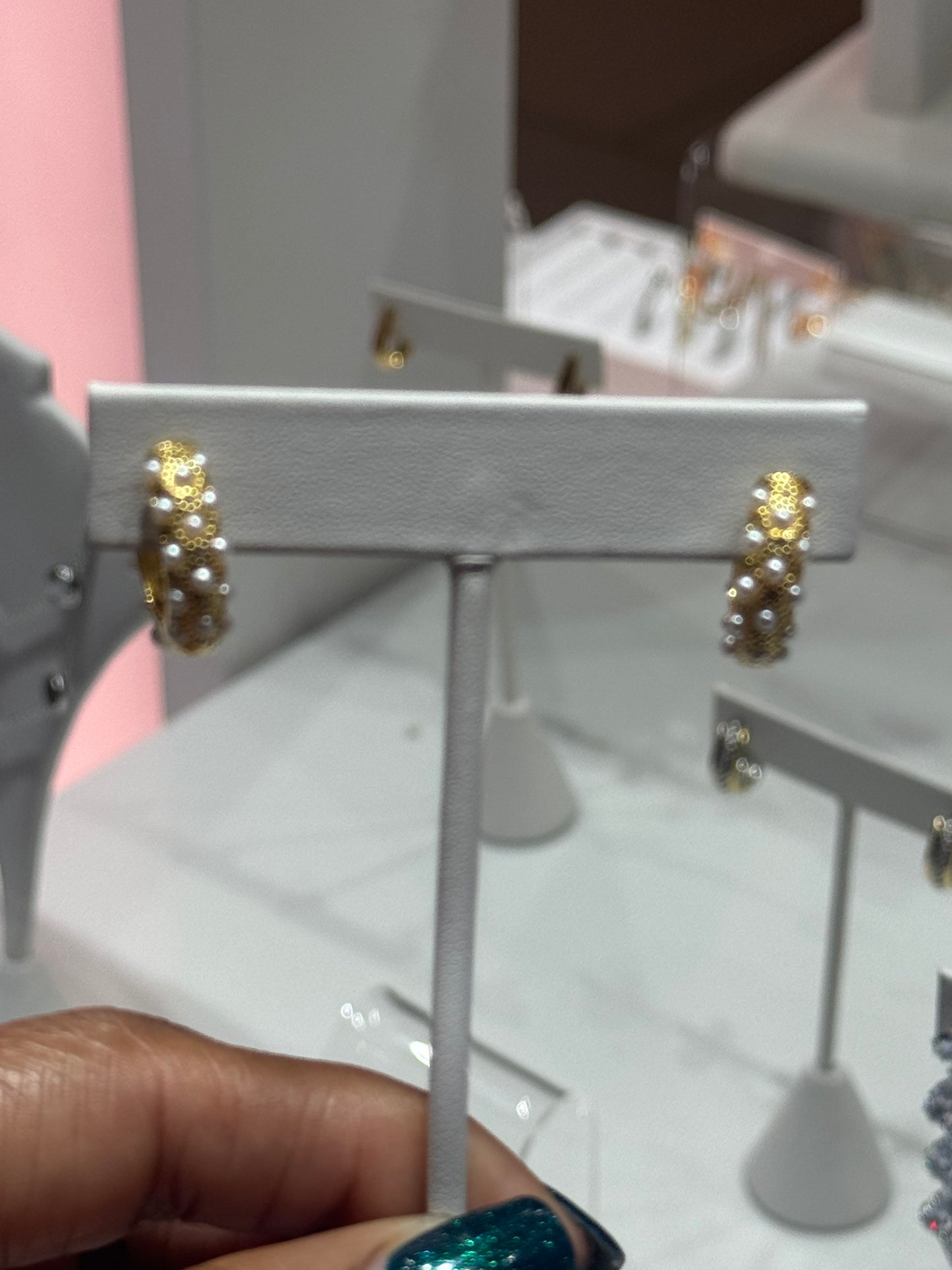 Gold Multiple Pearl Huggies