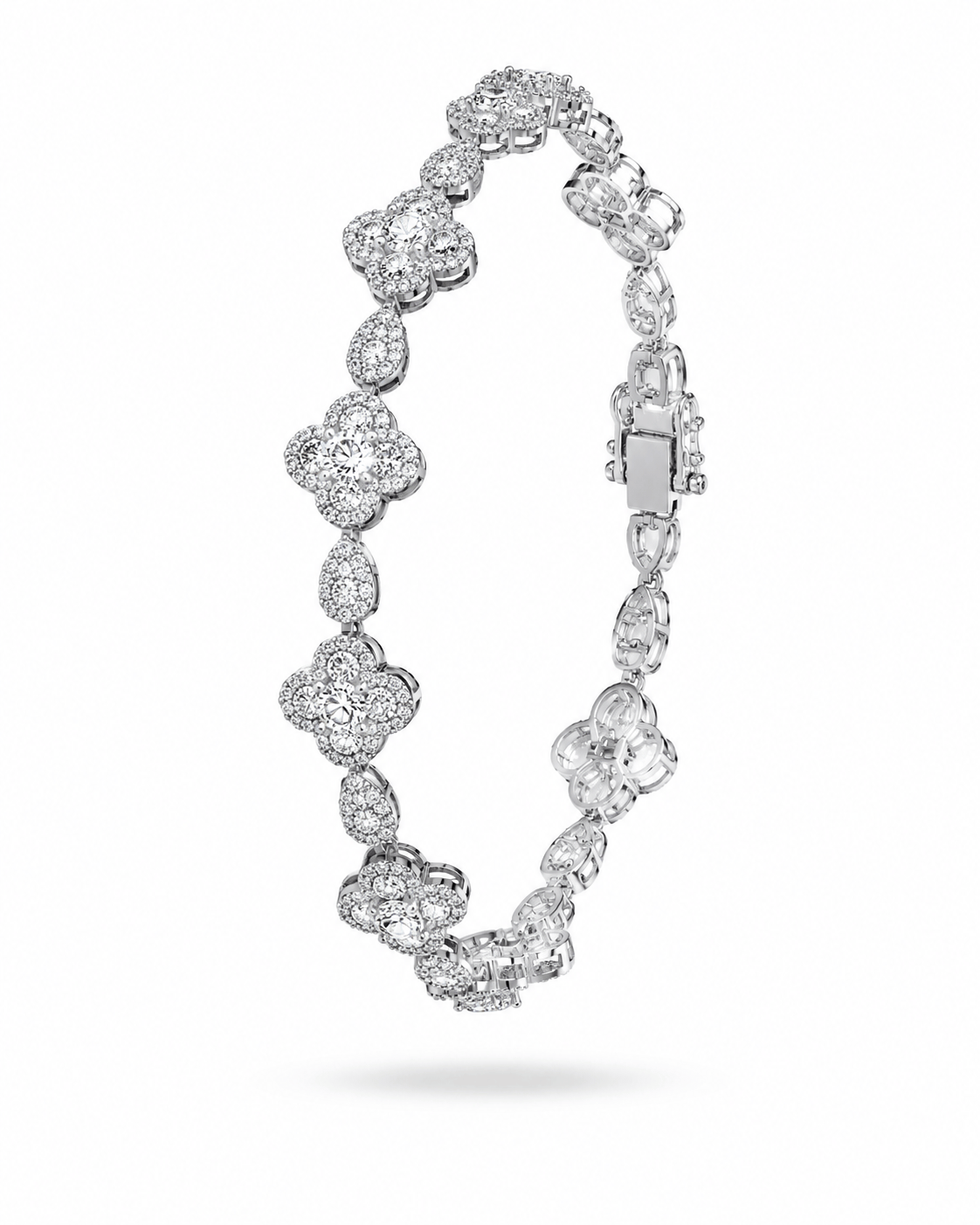 Silver Crystal Clover Tennis Bracelet