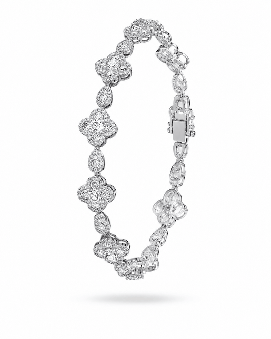 Silver Crystal Clover Tennis Bracelet