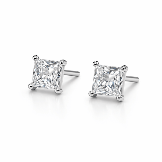 Princess Cut Sparkle Stud Earrings