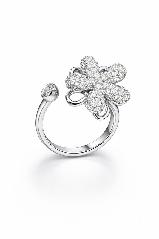 Flower Glow Spinning Silver Ring