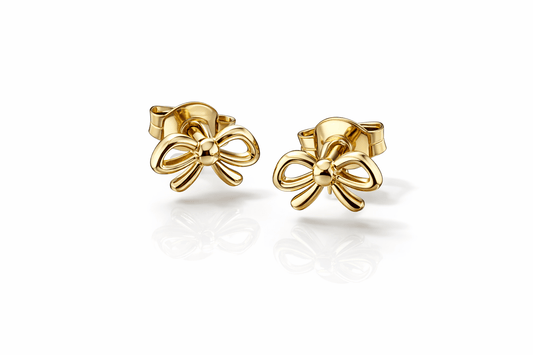 Golden Bow Stud Earrings