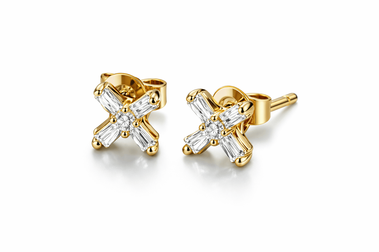 Radiant X Baguette Stud Earrings